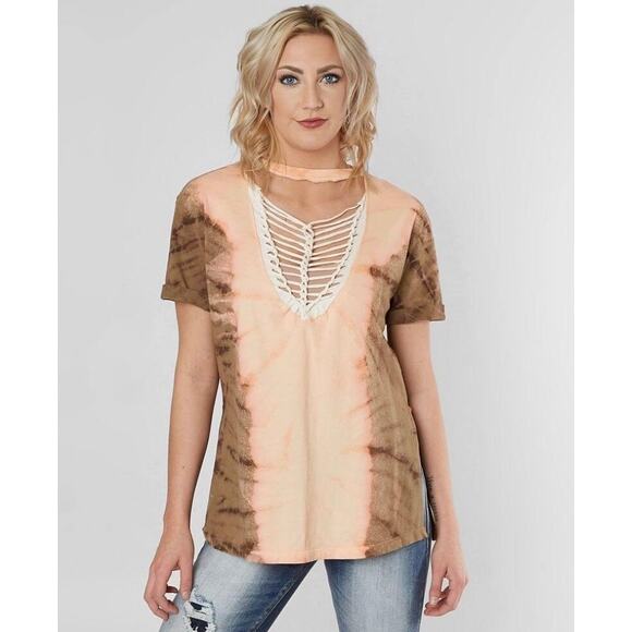 Affliction Standard Series Women's Distress Western Pepper Wash Web T-shirt M - Picture 1 of 12